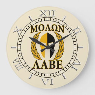 Relógio Grande Molon Labe Spartan Mask Laurels Beige Dial