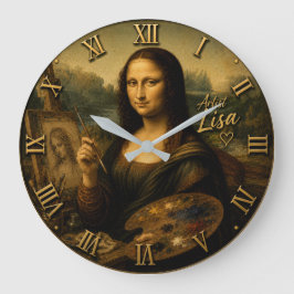 Relógio Grande Mona Lisa Artist Funny Fine Art Painter