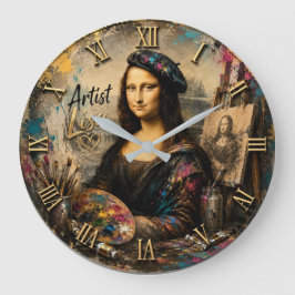 Relógio Grande Mona Lisa Artist Funny Painter Studio