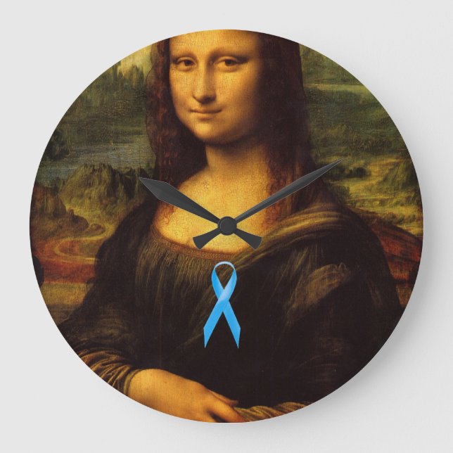 Relógio Grande Mona Lisa Com Fita Azul (Frente)