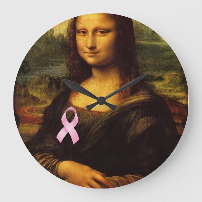 Relógio Grande Mona Lisa Com Fita Rosa (Frente)