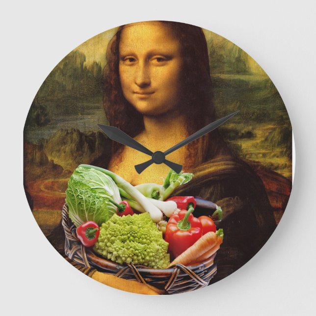 Relógio Grande Mona Lisa Loves Vegetables (Frente)