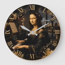 Relógio Grande Mona Lisa Pianist Elegant Grand Piano