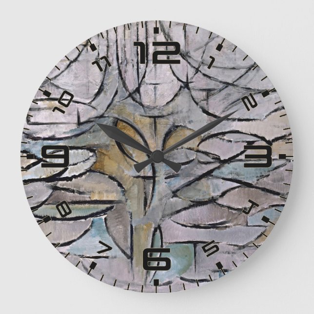 Relógio Grande Mondrian Bloom Abstract Art Wall Clock (Frente)