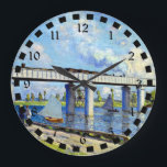 Relógio Grande Monet - Ponte ferroviária na Argentina<br><div class="desc">Ponte ferroviária no Argenteuil,  pintura de belas artes pelo Impressionista Francês Claude Monet,  1873. christmasfate</div>