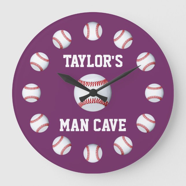 Relógio Grande Monocromático Superior de Baseball Byzantium (Frente)