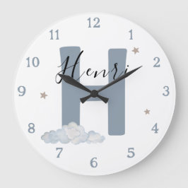 Relógio Grande Monogram Baby Initial & Name Nursery Wall Clock