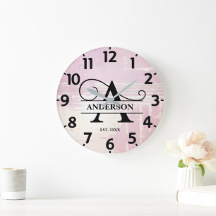 Relógio Grande Monograma A em Lavanda Pálida Desgastada