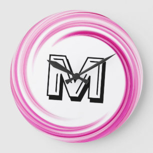 Relógio Grande Monograma de espiral de Lavanda abstrato