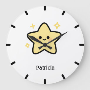 Relógio Grande Monograma de estrela amarelo kawaii caprichoso fof