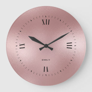 Relógio Grande Monograma de fundo Rosa-ouro Shimmering
