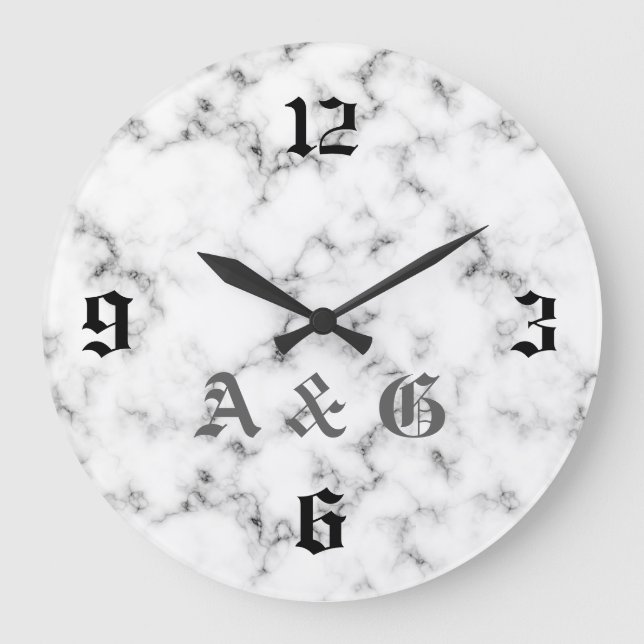 Relógio Grande Monograma de mármore (Frente)