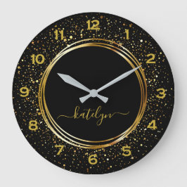 Relógio Grande Monograma de poeira da Ouro preta