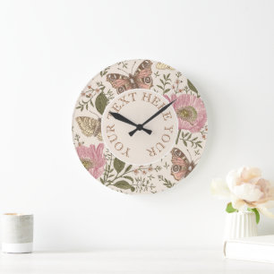 Relógio Grande Monograma Floral Botânico de Flor Silvestre Modern