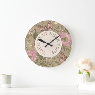 Relógio Grande Monograma Floral Botânico de Flores Silvestres Mod