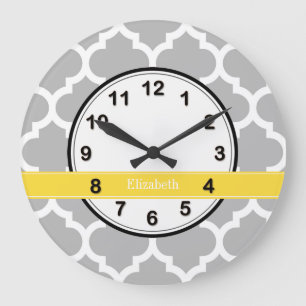 Relógio Grande Monograma marroquino do nome do abacaxi #5 do