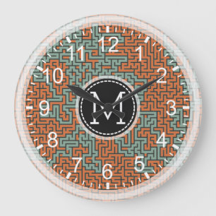 Relógio Grande Monograma Moderno Mosaico #14