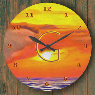 Relógio Grande Monograma Pôr do Sol 2443