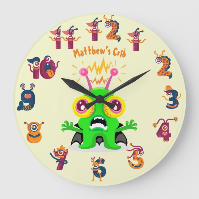 Relógio Grande Monstro Slime Chamado Kids Wall Clock Engraçado Le (Frente)