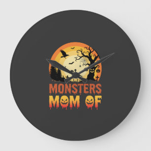 Relógio Grande Monstros do Halloween Mãe da Família Esqueleto
