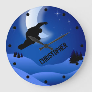 Relógio Grande Montanha e lua personalizadas da snowboarding da