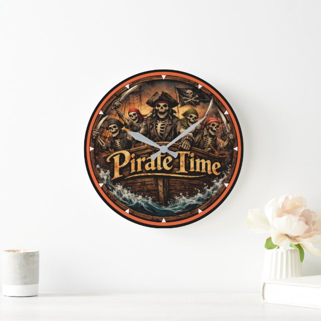 Relógio Grande Montauk Salvage Co. Pirate Time Wall Clock (Lar)