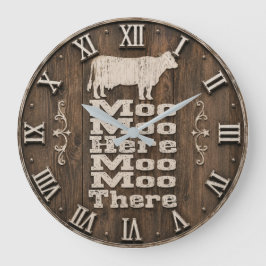 Relógio Grande Moo Moo Here Moo Moo There Rustic Farmhouse Cow