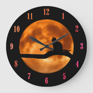 Relógio Grande Moon Laranja de Gato Negro