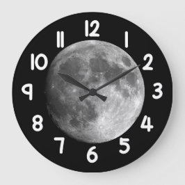 Relógio Grande Moon Wall Clock – Black Night Sky Space Home Decor