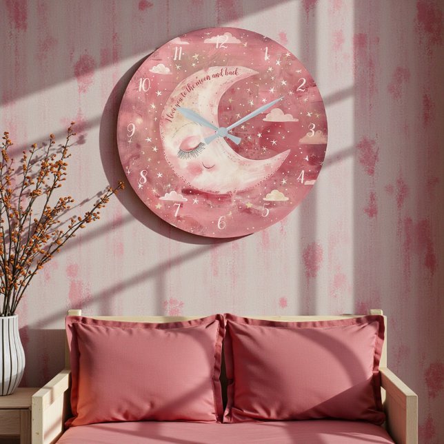 Relógio Grande Moonlit Rustic Red Nursery & Kids' Room (Criador carregado)