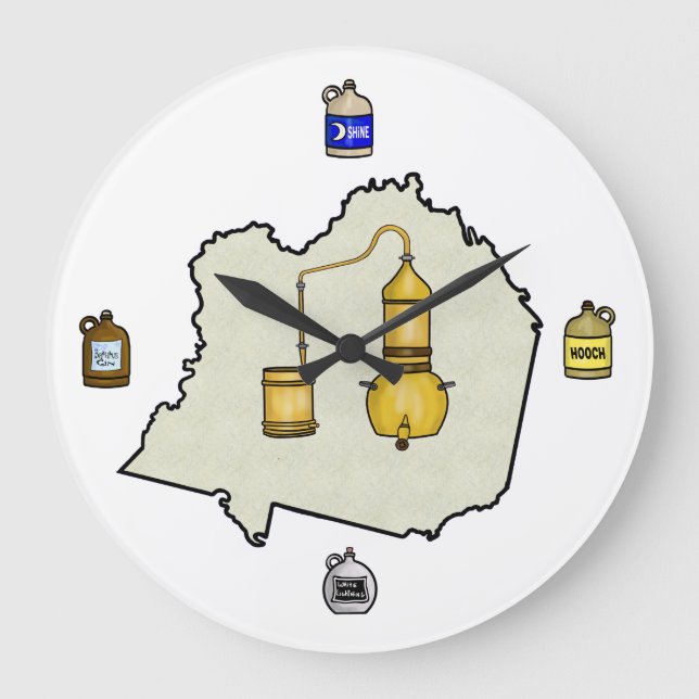 Relógio Grande Moonshine Stand e Jugs Wall Clock                (Frente)