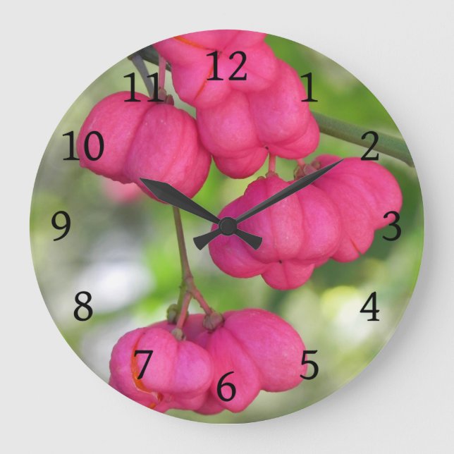 Relógio Grande Morangos rosados (Frente)