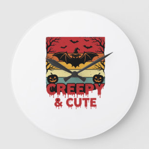 Relógio Grande Morcego Vintage Assustador e Fofo de Halloween