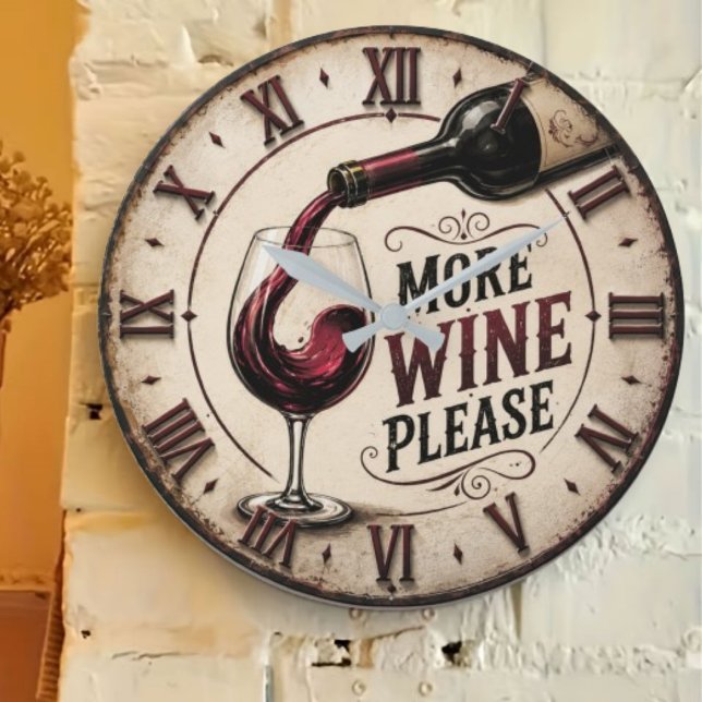 Relógio Grande More Wine Please Rustic Vineyard Home Bar (Criador carregado)