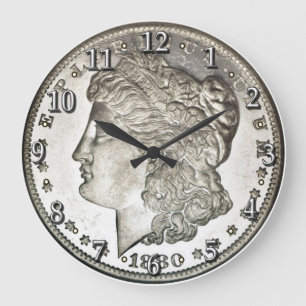 Relógio Grande Morgan Silver Dollar Clock com Números
