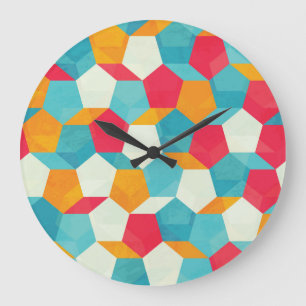 Relógio Grande Mosaico Colorido, Padrão Artístico Invisível.