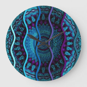 Relógio Grande Mosaico ornamentado: A Textura De Ondas De Alivio.