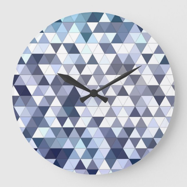 Relógio Grande Mosaico triangular geométrico colorido: abstrato b (Frente)