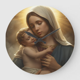 Relógio Grande Mother Mary and Baby Jesus Wall Clock