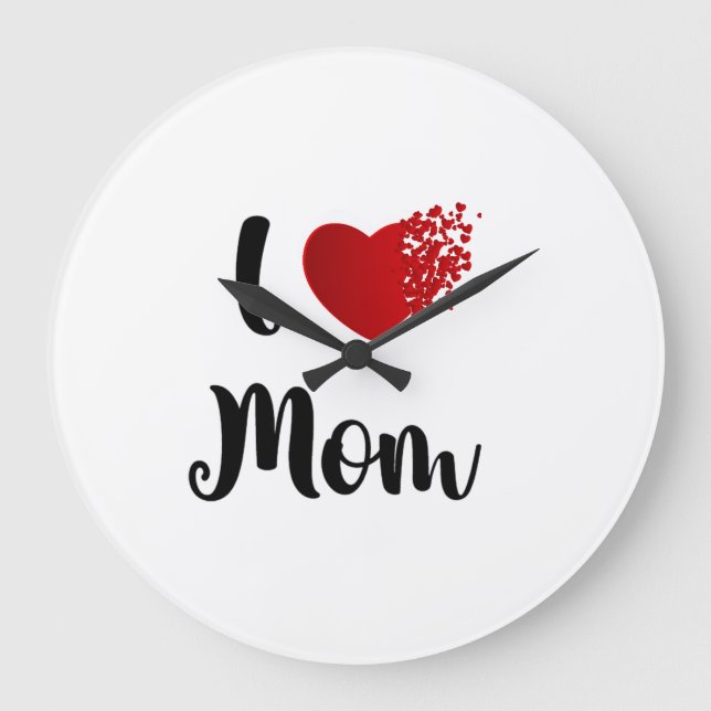 Relógio Grande Mother's Day I Love Mom Heart Explosion Gift  (Frente)