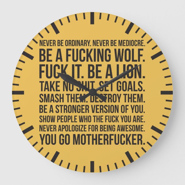 Relógio Grande Motivação da Força - Nunca Ser Camisa Comum (Frente)