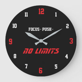 Relógio Grande Motivational Fitness Wall Clock Black