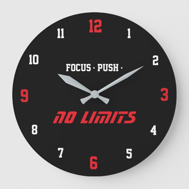 Relógio Grande Motivational Fitness Wall Clock Black (Frente)
