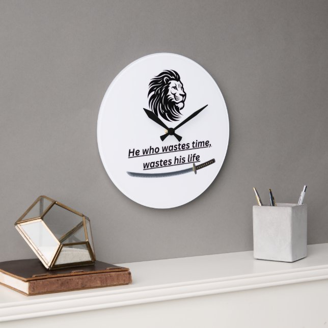 Relógio Grande Motivational Wall Clock – Time Is Precious Quote  (Escritório)