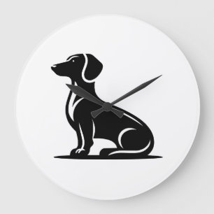 Relógio Grande Motivo de Cão Simples Silhueta de Cão de Caça Cópi