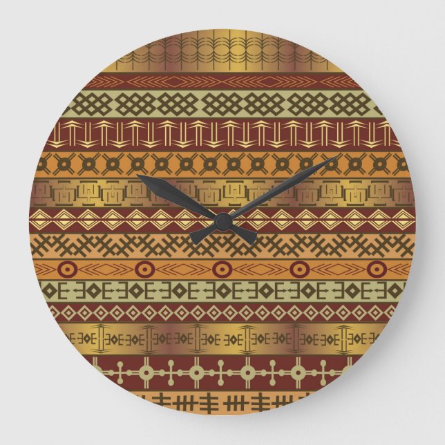 Relógio Grande Motivos étnicos africanos, origens ornamentais. (Frente)