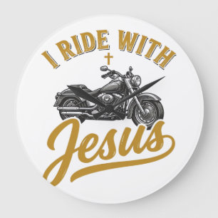Relógio Grande Motociclista Cristão Eu Ando Com Jesus Camisa Vint