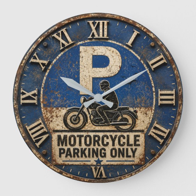Relógio Grande Motorcycle Biker Garage Decor Rustic Man Cave Wall (Frente)