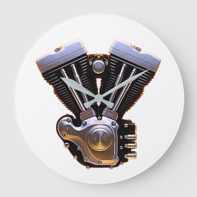 Relógio Grande Motorcycle Engine Wall Clock (Frente)