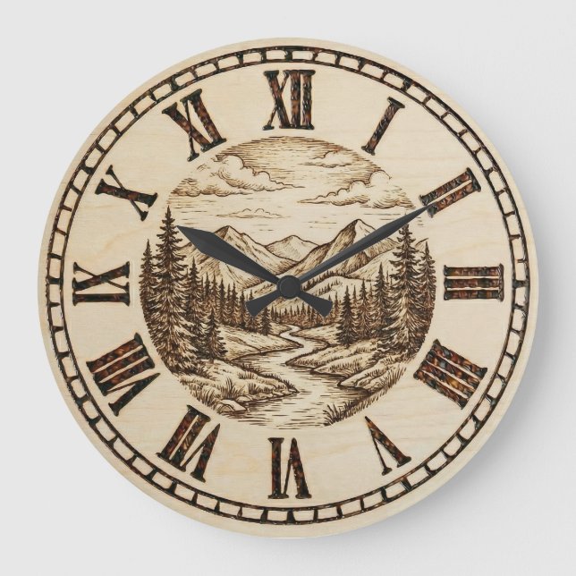 Relógio Grande  Mountain and River - Wall Clock (Frente)